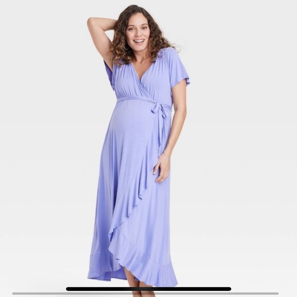 New! Isabel Maternity flutter sleeve maxi dress - Picture 3 of 3